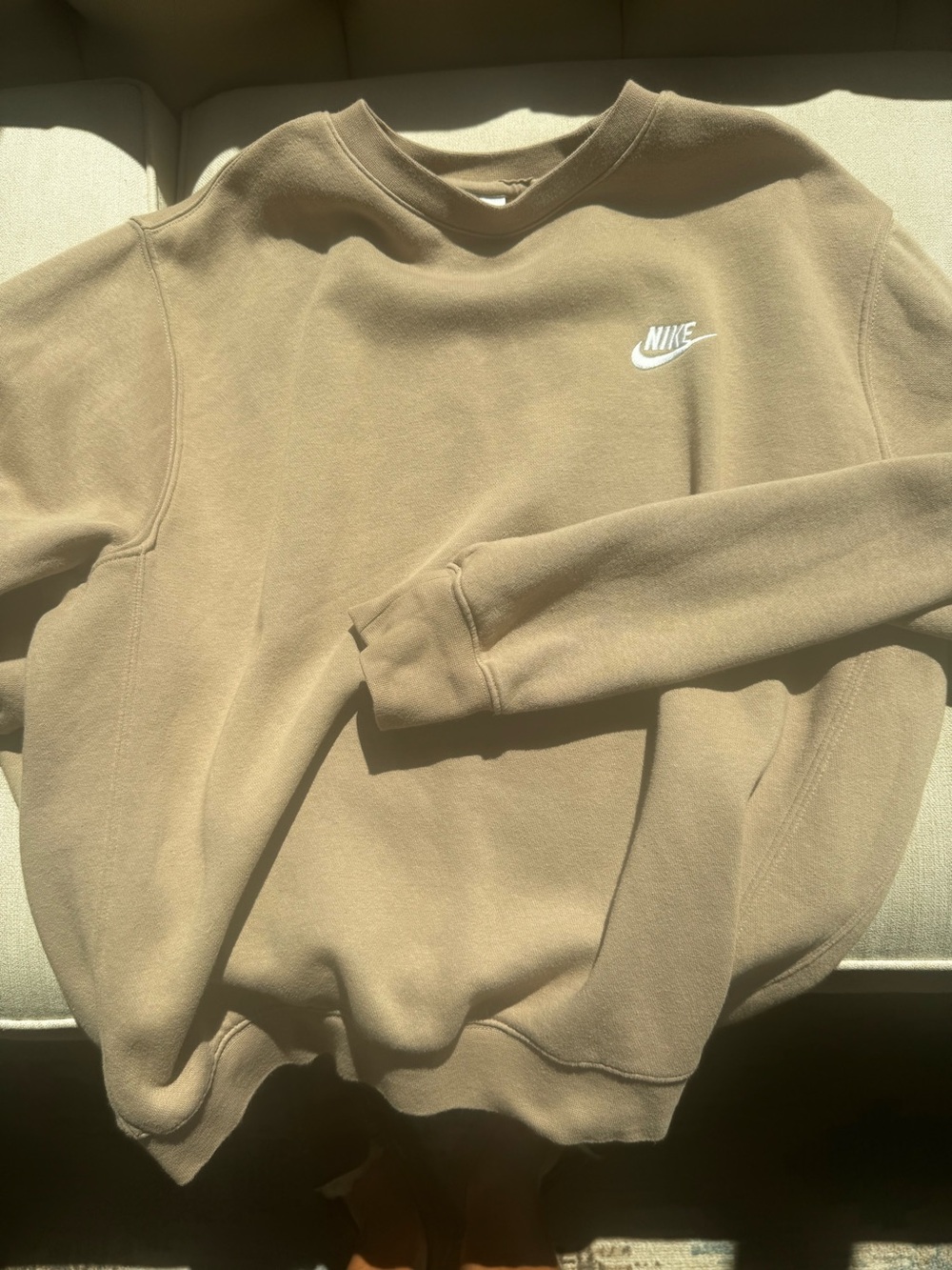 Nike tan Crewneck Sweatshirt - Beige with White Logo sport uniform medium